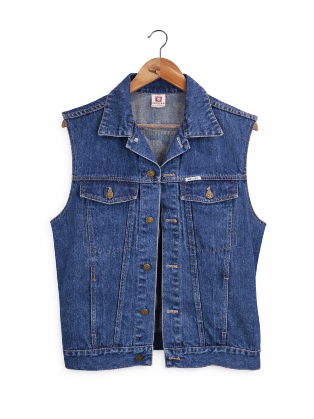 Vintage 80s Anne Klein Denim Vest Size Medium Retro Grunge Festival Boho Chic